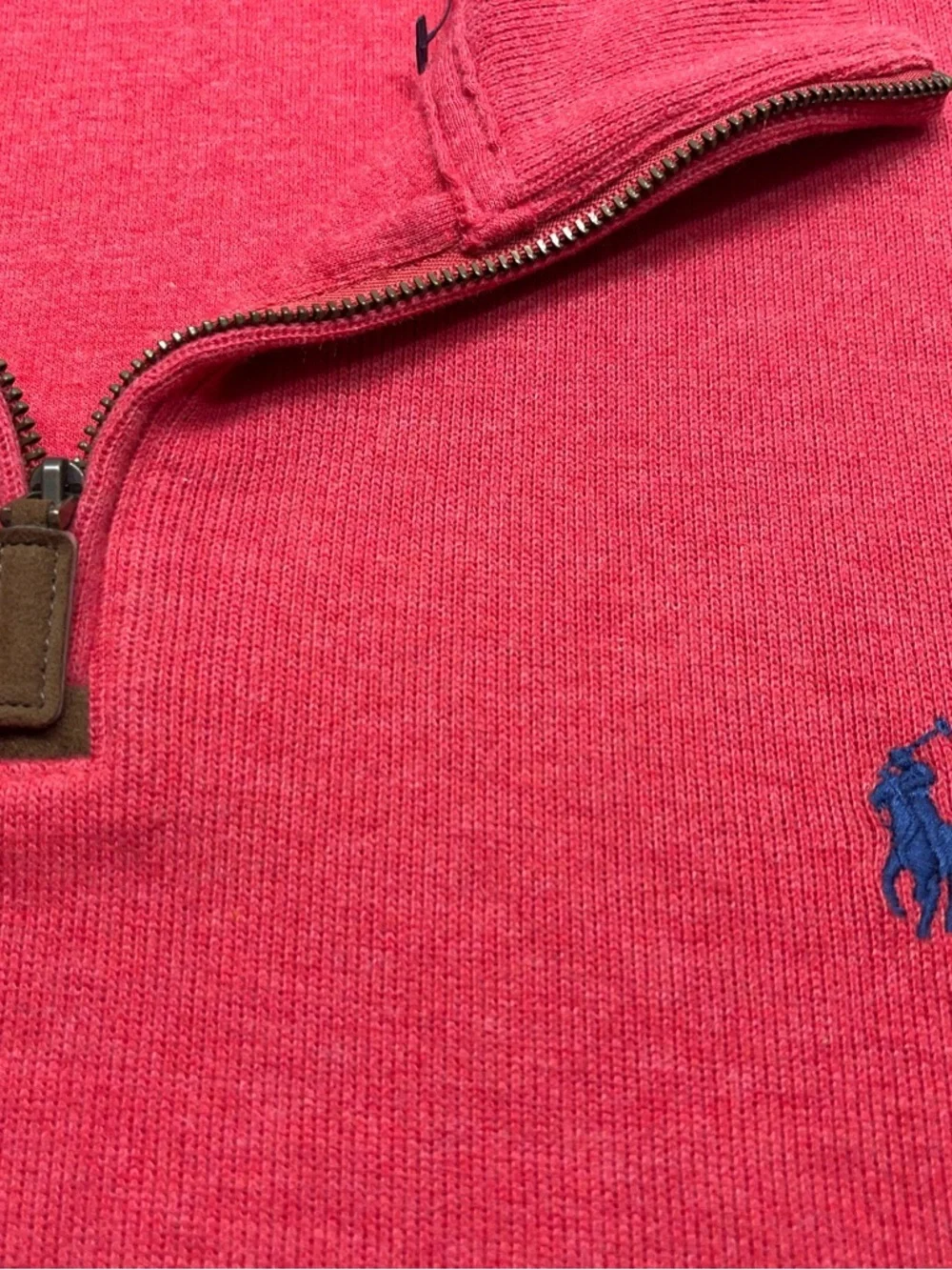 Polo Ralph Lauren 1/4 Zip Sweater Mens Size Large Red Pony Logo Cotton Designer